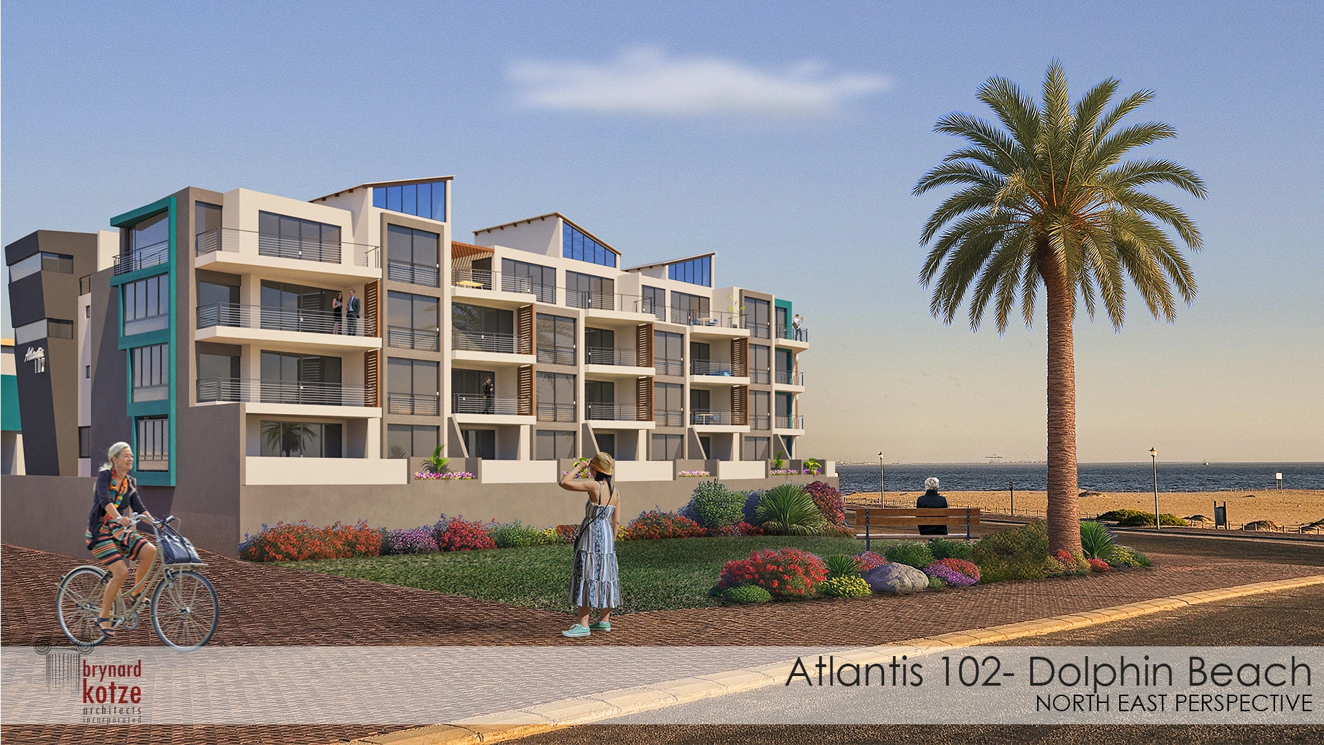 Atlantis 102 beachfront residences in golden evening light